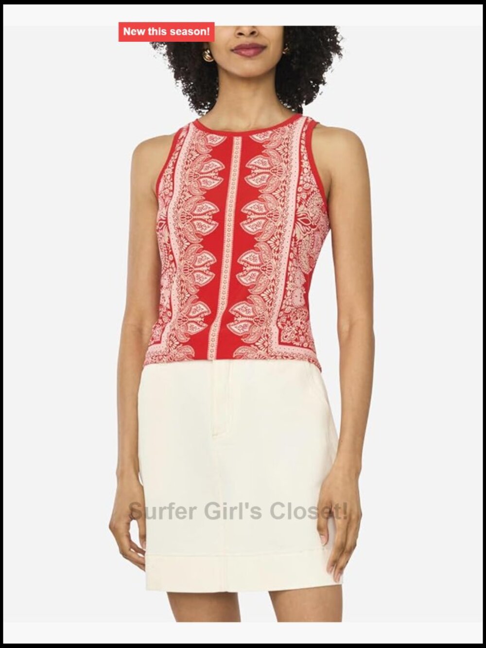 Vince Camuto Sleeveless Printed Tank Top Women's Square Neck Pull On